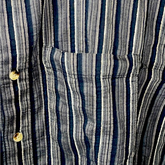 Kuhl Long Sleeve Button Down Shirt Blue, Gray, Black and White Stripes LARGE - Picture 4 of 11
